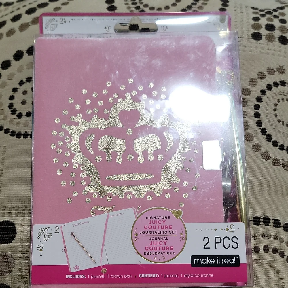 Juicy Couture Pink and Gold Party Invitations with Crown Design